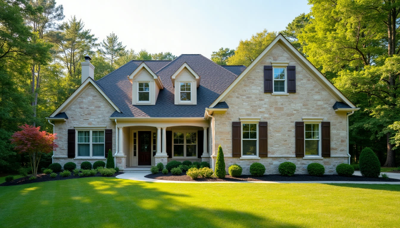 Two-storey Winnipeg home with a newly shingled roof and a green lawn