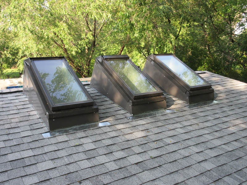 Residential Roofing Project 6 skylights added roof project